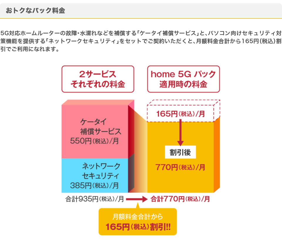 おトクなパック料金