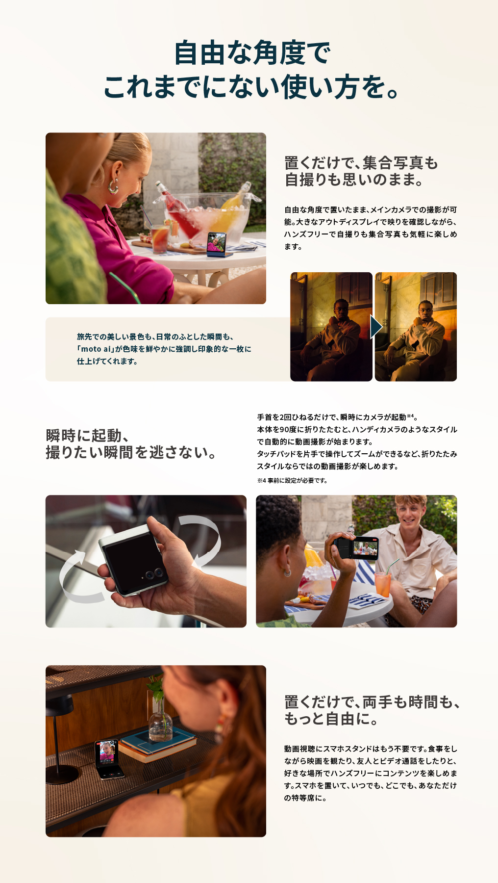 自由な角度でこれまでにない使い方を。