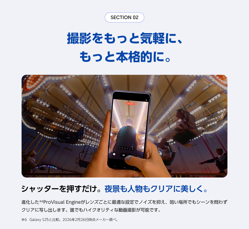 撮影をもっと気軽に、もっと本格的に。シャッターを押すだけ。夜景も人物もクリアに美しく。